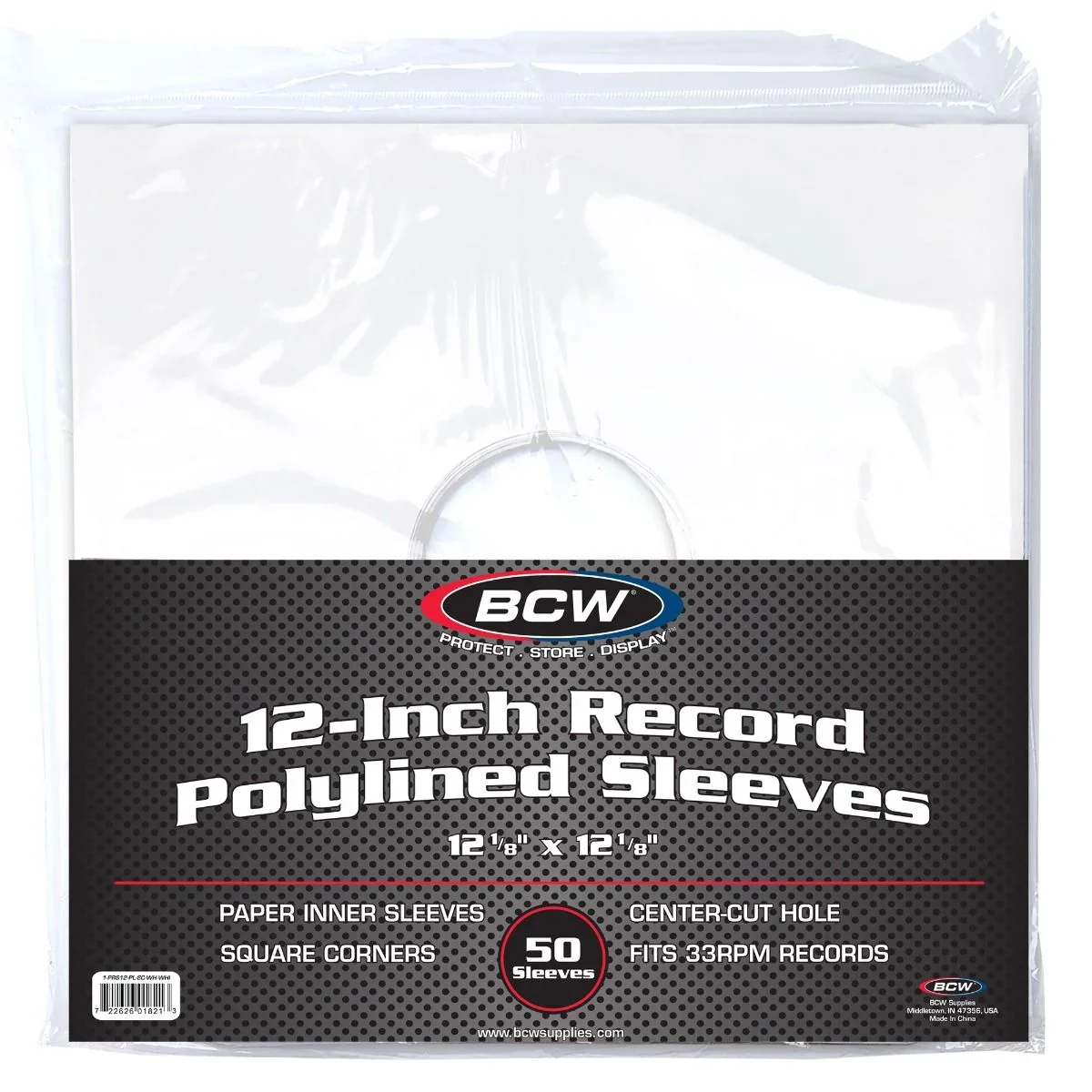 12-Inch Record Paper Inner Sleeves - Polylined - With Hole - White